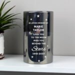 Personalised 'Miss You Beyond The Stars' Smoked Glass LED Pillar Candle - Image 3