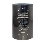 Personalised 'Miss You Beyond The Stars' Smoked Glass LED Pillar Candle - Image 5