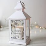 Personalised 'First Christmas' Rustic White Plastic Light-up Lantern - Image 5