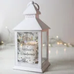 Personalised 'First Christmas' Rustic White Plastic Light-Up Lantern - Image 5