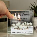Personalised Christmas Village Design Mirrored Glass Tea Light Candle Holder - Image 2