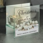 Personalised Christmas Village Design Mirrored Glass Tea Light Candle Holder - Image 4