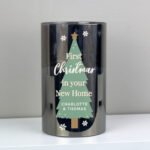 Personalised Christmas Tree Design Smoked Glass LED Pillar Candle - Image 3