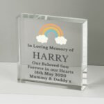Personalised Any Message Rainbow Motif Memorial Crystal Glass Token - Image 3