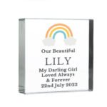 Personalised Any Message Rainbow Motif Memorial Crystal Glass Token - Image 4