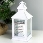 Personalised Christmas Season Memorial Rustic White Plastic Light-up Lantern