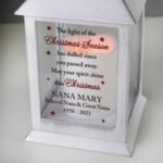 Personalised Christmas Season Memorial Rustic White Plastic Light-up Lantern - Image 2