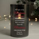 Personalised Christmas Season Memorial Smoked Glass LED Pillar Candle - Image 2