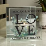 Personalised 'Love' Botanical Design Mirrored Glass Tea Light Candle Holder - Image 3