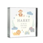 Personalised New Baby Safari Animals Design Crystal Glass Token - Image 5