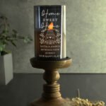Personalised 'Home Sweet Home' House Design Smoked Glass LED Pillar Candle - Image 3