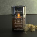 Personalised 'Home Sweet Home' House Design Smoked Glass LED Pillar Candle - Image 5