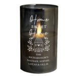 Personalised 'Home Sweet Home' House Design Smoked Glass LED Pillar Candle - Image 6