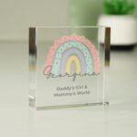 Personalised New Baby Rainbow Design Crystal Glass Token