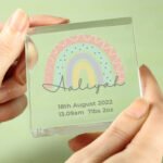 Personalised New Baby Rainbow Design Crystal Glass Token - Image 4