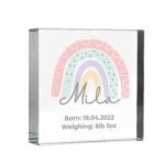 Personalised New Baby Rainbow Design Crystal Glass Token - Image 6