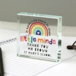 Personalised 'Shape Little Minds' Rainbow Design Crystal Glass Token - Image 2