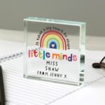 Personalised 'Shape Little Minds' Rainbow Design Crystal Glass Token - Image 4