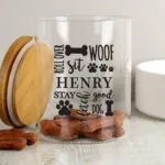 Personalised Dog Treat's Glass Storage Jar with Bamboo Lid - Image 2