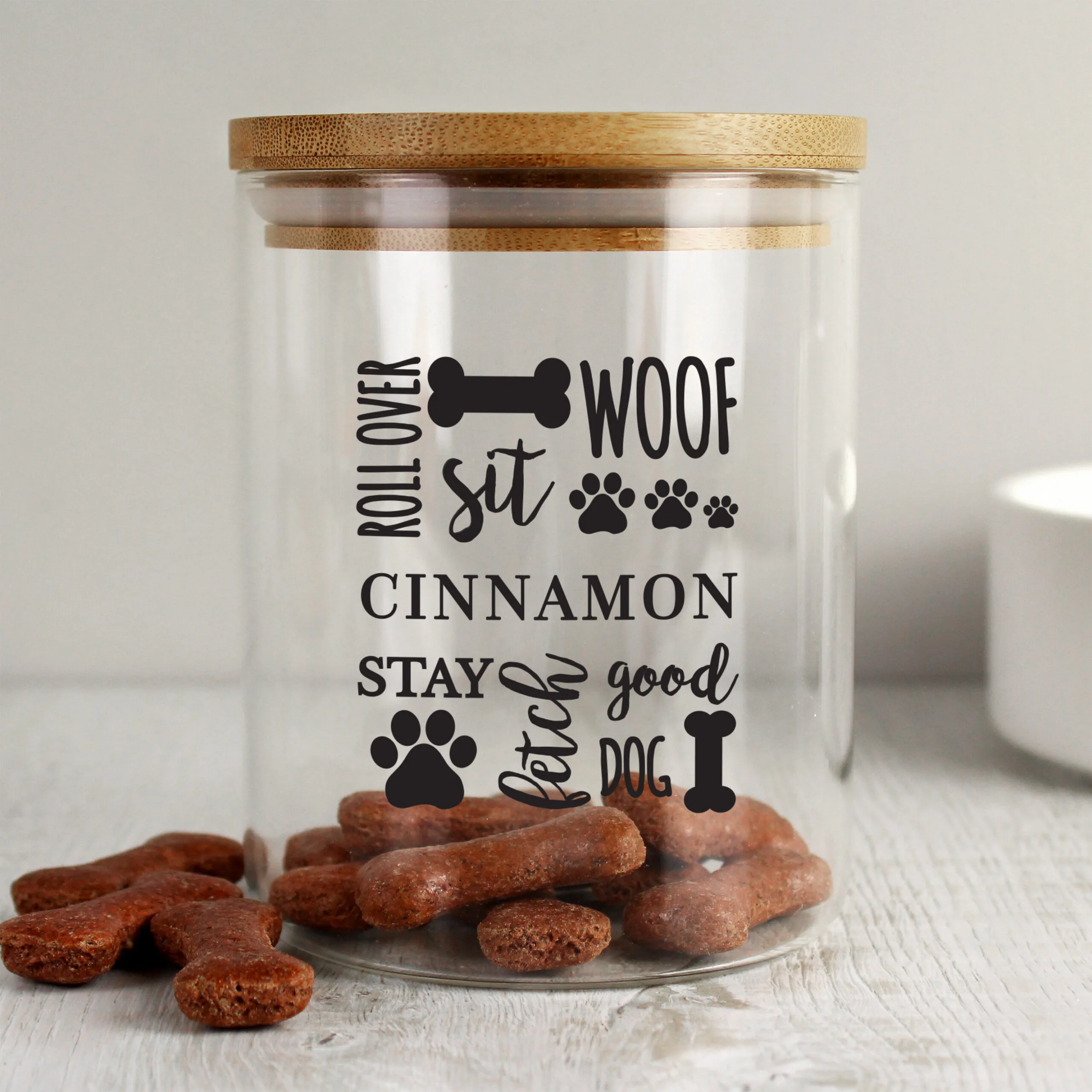 Personalised Dog Treat's Glass Storage Jar with Bamboo Lid - Image 4