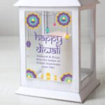 Personalised Any Message Diwali Rustic White Plastic Light-up Lantern - Image 2