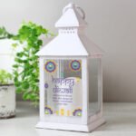 Personalised Any Message Diwali Rustic White Plastic Light-up Lantern - Image 3