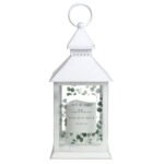 Personalised Any Message Botanical Design Rustic White Plastic Light-up Lantern - Image 7