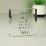 Personalised Any Message Botanical Design Crystal Glass Token - Image 5