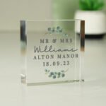 Personalised Any Message Botanical Design Crystal Glass Token - Image 3