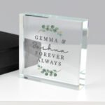 Personalised Any Message Botanical Design Crystal Glass Token