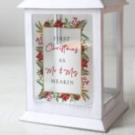 Personalised Any Message Christmas Design Rustic White Plastic Light-up Lantern - Image 2