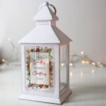 Personalised Any Message Christmas Design Rustic White Plastic Light-up Lantern - Image 4