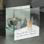 Personalised Christmas Deer Design Glass Tea Light Candle Holder - Image 2