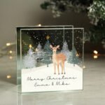 Personalised Christmas Deer Design Glass Tea Light Candle Holder - Image 3