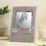 Personalised 'Mum' 4×4 Glitter Glass Photo Frame - Image 2