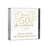 Personalised 'Happy 50th Anniversary' Crystal Glass Token - Image 5