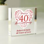 Personalised 'Happy 40th Anniversary' Crystal Glass Token - Image 3