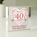 Personalised 'Happy 40th Anniversary' Crystal Glass Token - Image 4