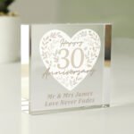Personalised 'Happy 30th Anniversary' Crystal Glass Token