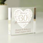 Personalised 'Happy 30th Anniversary' Crystal Glass Token - Image 3