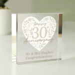 Personalised 'Happy 30th Anniversary' Crystal Glass Token - Image 4