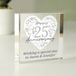 Personalised 'Happy 25th Anniversary' Crystal Glass Token - Image 3