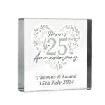 Personalised 'Happy 25th Anniversary' Crystal Glass Token - Image 5