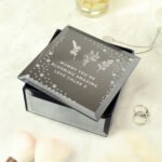 Personalised Any Message Floral Design Diamante Mirrored Glass Trinket Box - Image 2