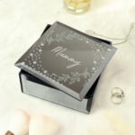 Personalised Name Only Botanical Design Diamante Mirrored Glass Trinket Box - Image 2
