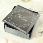 Personalised Name Only Botanical Design Diamante Mirrored Glass Trinket Box - Image 3