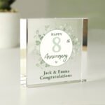 Personalised Botanical Design Anniversary Crystal Glass Token - Image 3
