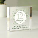 Personalised Botanical Design Anniversary Crystal Glass Token - Image 4