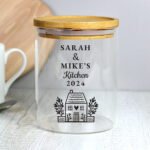 Personalised Any Message House Motif Glass Storage Jar with Bamboo Lid - Image 3