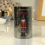 Personalised Christmas Nutcracker Design Smoked Glass LED Pillar Candle